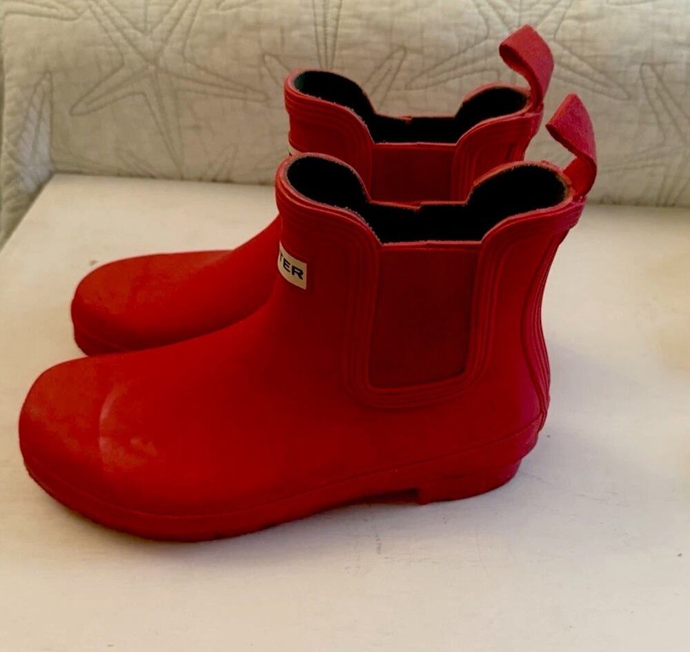 HUNTER WOMENS ORIGINAL CHELSEA GLOSS WOMEN RAIN BOOTS SIZE 7